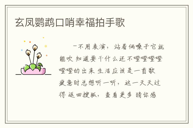 玄凤鹦鹉口哨幸福拍手歌